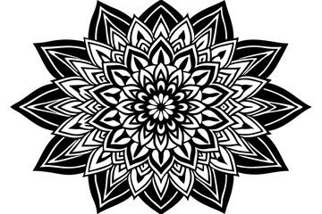 Black and white floral design vector pattern illustration with abstract flower and leaf ornament