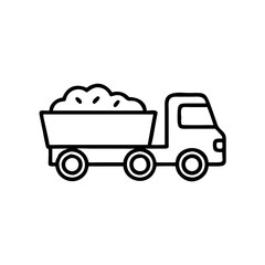 harvest truck icon, black outline, transparent background