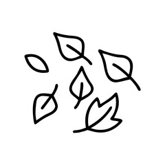 Obraz premium scattered leaves icon in a minimalist style representing nature's beauty, black outline, transparent background