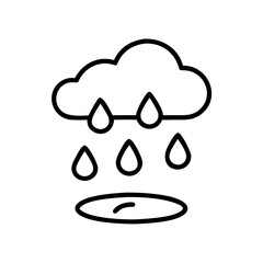 rain puddle representing precipitation, black outline, transparent background