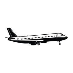 Airplane Silhouette Clipart on White Background