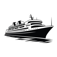 Obraz premium Cruise Ship Silhouette Clipart on White Background