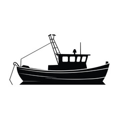 Fishing Boat Silhouette Clipart