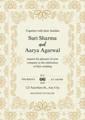 Beige Golden Elegant Wedding Invitation