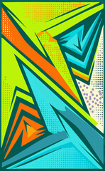Colorful abstract design with geometric shapes and patterns.