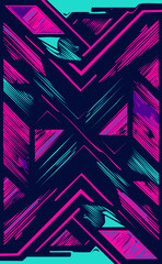 Abstract geometric pattern of pink and blue lines.