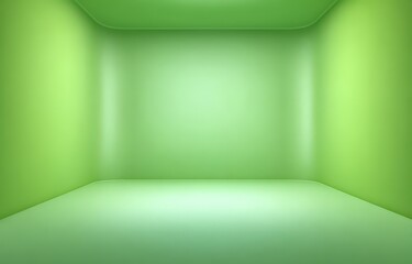 Empty, illuminated, lime-green room interior.