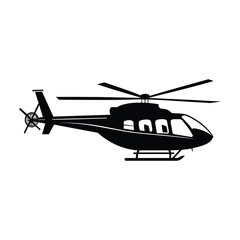 Helicopter Silhouette Clipart on White Background