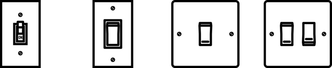 Set of light switch icons. Vector illustration of a light switch