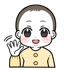 手を振る笑う赤ちゃんのイラスト