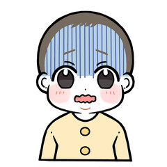 口を震わせる青い顔の赤ちゃんのイラスト