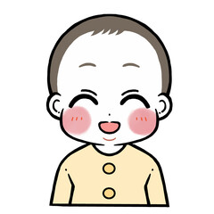 照れる笑顔の赤ちゃんのイラスト