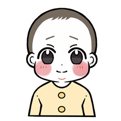 照れる微笑み顔の赤ちゃんのイラスト