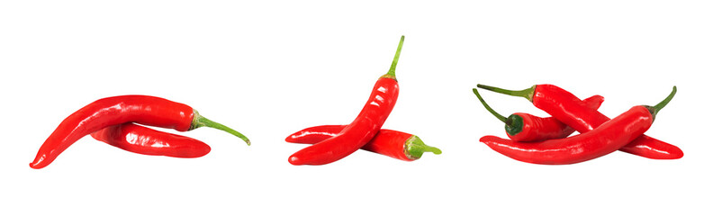 set of fresh red hot chili peppers