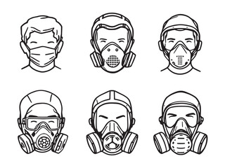 Respirator Line Art Vector Icons