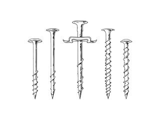 Roofing Nails Minimal Line Art Pack