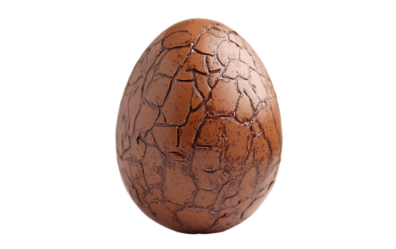 Chocolate egg with a cracked shell on transparent or white background