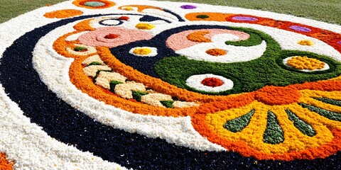 Vibrant Floral Mandala Design Colorful Petals Artistic Flower Arrangement Nature Inspired Botanical