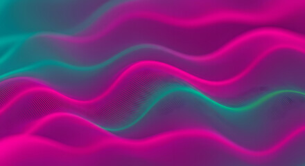 Fototapeta premium Abstract Wavy Neon Background, Pink and Teal Swirls