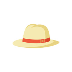 Elegant Light Yellow Panama Hat with Red Ribbon
