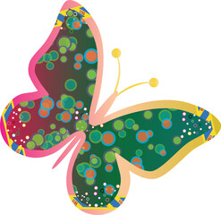 Holographic Gradient Butterfly. Colorful Iridescent Insect Illustration for Stickers, Prints, and Digital Art Projects. Colorful butterfly transparent background.
