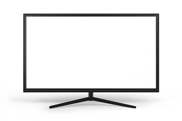 Modern black television with blank screen isolated on a white background for mockup purposes