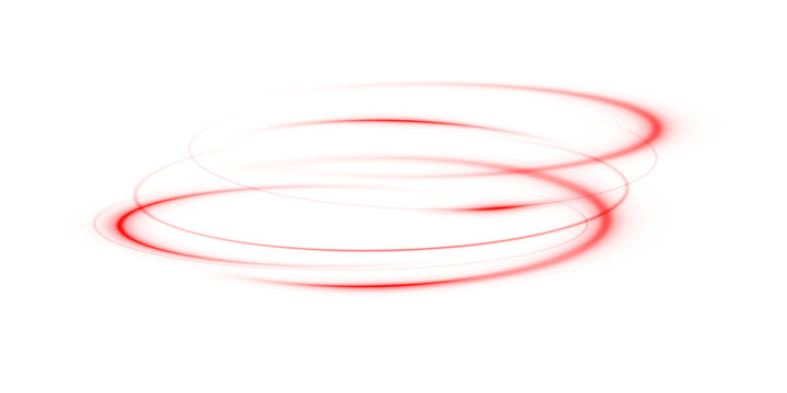 Vibrant Red Light Swirl with Glowing Beams – Neon Energy Twirl, Curved Spiral Trail with Transparent Background for Futuristic, Speed, Motion, and Technology Vector Design Themes