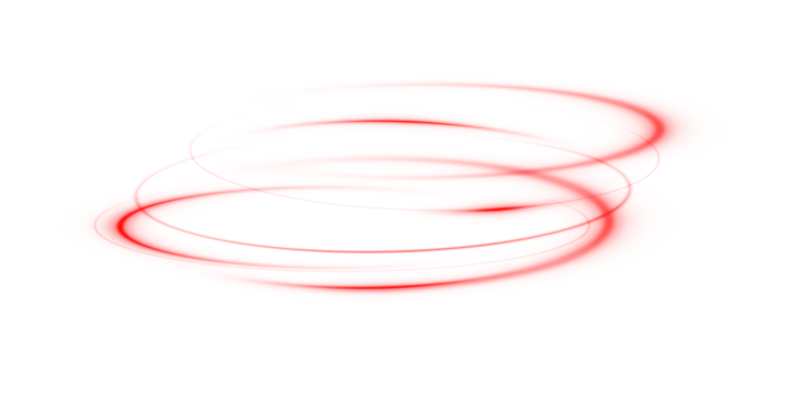Vibrant Red Light Swirl with Glowing Beams – Neon Energy Twirl, Curved Spiral Trail with Transparent Background for Futuristic, Speed, Motion, and Technology Vector Design Themes