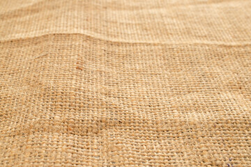 Simple jute fabric, macro photography, photo taken with the camera tilted at 30 degrees.