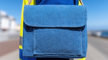 Candid shot of a male postal worker delivering mail on a sunny day in an urban setting. National Postal Workers and U.S. Postage Stamp Day