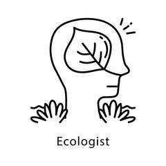 Ecologist Vector Outline Style Icon. Eps 10 file