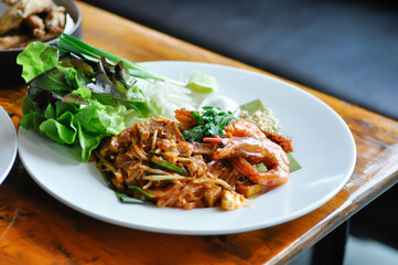 pad thai or stir fried noodle or pan fried noodles or shrimp noodles