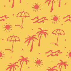 Cute beach vibes pattern background vector design