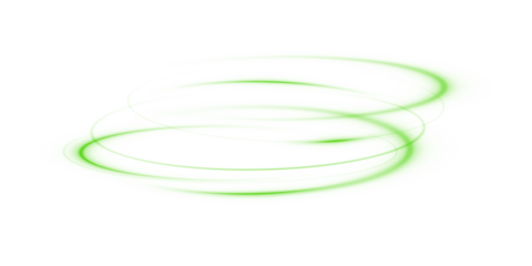 Fresh wind swirls with green leaves and glitter, vibrant neon green lines, futuristic light trail, glowing twirl PNG, sparkling energy effect, abstract nature design, eco-friendly bright wave motion