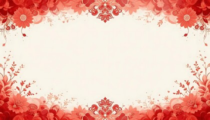 Elegant Floral Border Design with Red Flowers and Ornamental Details