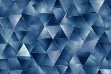 Abstract geometric pattern of overlapping triangles in shades of blue.