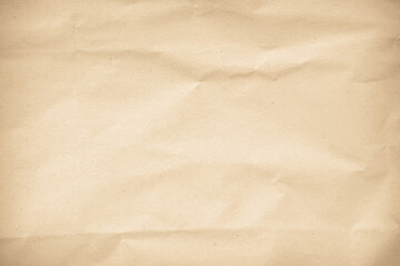 Old paper vintage texture surface for background. Recycle pale brown paper crumpled texture, Cream color recycled kraft paper texture blank with copy space for text.