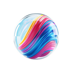 Fototapeta premium Abstract artistic rendering of colorful flowing ribbons encased in a clear sphere