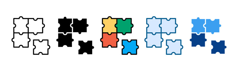 Puzzle Icon Set Multiple Style Collection