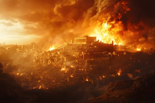 The Lord rains down burning sulfur on Sodom and Gomorrah. (Genesis 19:24)