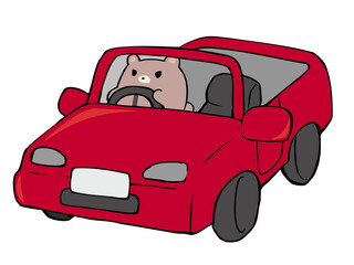 オープンカー から くま