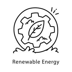 Renewable Energy Vector Outline Style Icon. Eps 10 file