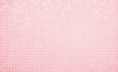 Pink tile wall chequered background bathroom floor texture. Ceramic wall and floor tiles mosaic background in bathroom and kitchen clean. Pool design pattern geometric with grid wallpaper decoration.