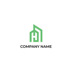 Iconic Initial Letter H City Logo Design. Simple Building Icon on the Letter H Logo Design.	
