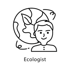 Ecologist Vector Outline Style Icon. Eps 10 file