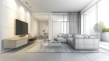 Modern living room design sketch
