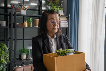 Senior business asian woman Retired employees resignation