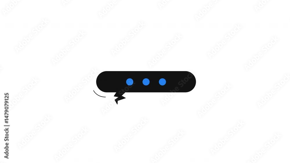 Poster typing dots ellipsis in speech bubble with jagged tail 2d cartoon object animation. conversation pau