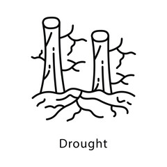Drought Vector Outline Style Icon. Eps 10 file