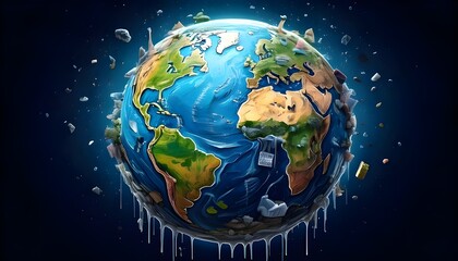 Naklejka premium illustration of the earth with garbage thrown carelessly